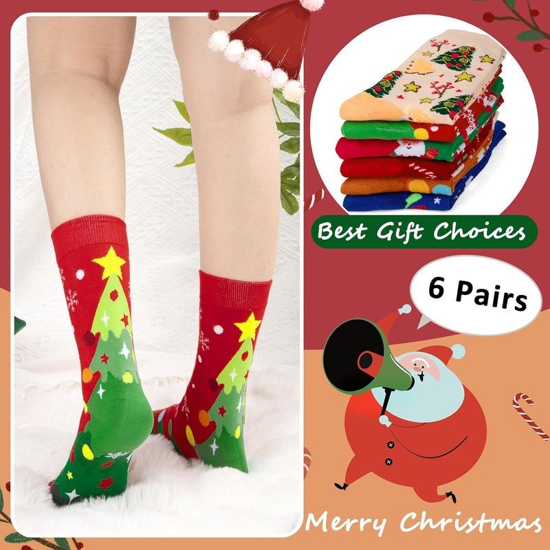 Socksfad Store 5-6 Pairs Women's Cute Cat Socks Gifts, Funny Novelty Animal Print Crew Cotton Socks Christmas Gifts for Women Girls - Image 2